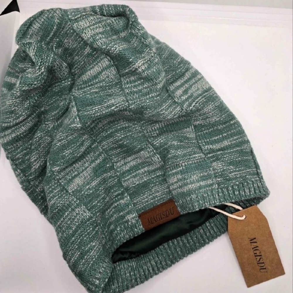 Merino wool,UNISEX, SatinLined Oversized Slouchy beanieWinter Hat Knit warm